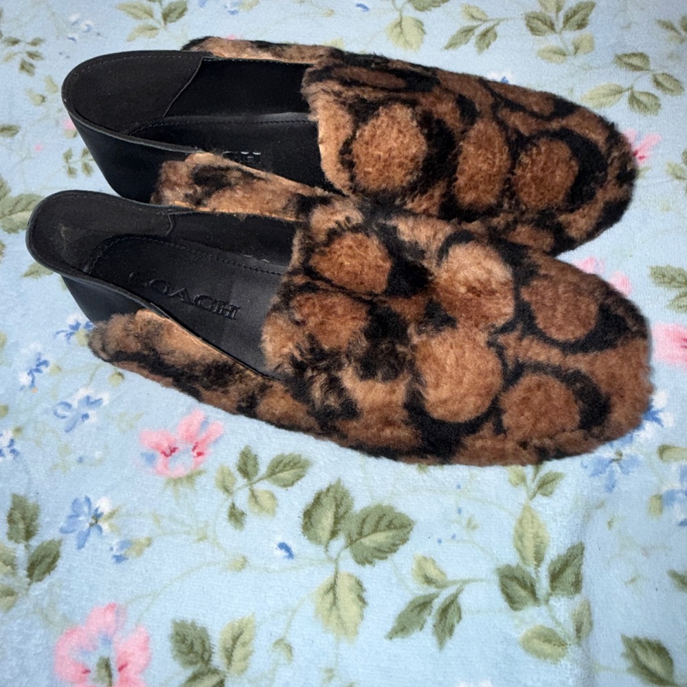 Cozy Coach Signature Shearling/Faux Fur Mules with Box. Brand new - Picture 2 of 4
